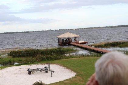 Egale on top of boat house