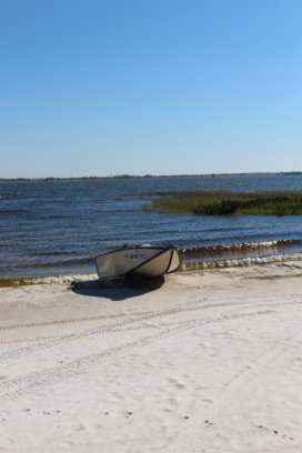 little fishing boat beached