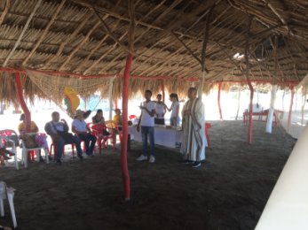 Mass in tent